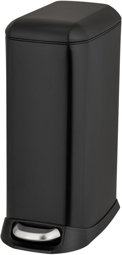 WENKO Mülleimer Design 12 Liter Easy Close, mattschwarzer Stahl - Treteimer - Mülleimer - Mülleimer