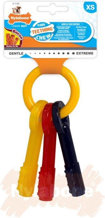 Flexi Nylabone-Kauknochen – Kauspielzeug für Welpen – Schlüssel mit Speckgeschmack – XS