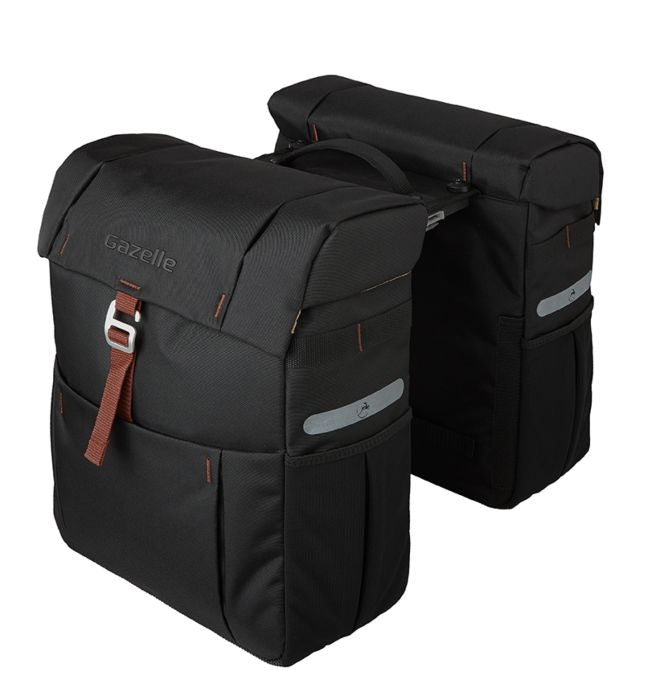 Gazelle Double Fahrradtasche mit MIK-Adapter 37 Liter 31 x 40 x 15 (2x) schwarz braun