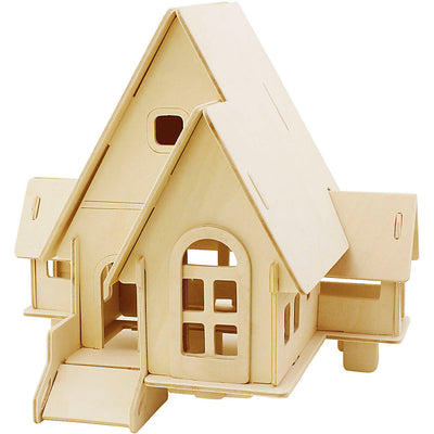 Creativ Company 3D-Holzbaukasten, Haus mit Veranda, Maße 22,5x17,5x20,5, 1 Stück