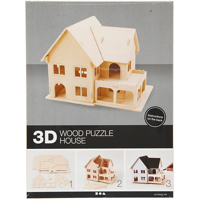 Creativ Company 3D-Holzbaukasten, Haus mit Veranda, Maße 22,5x16x17,5, 1 Stück
