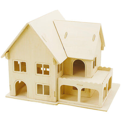 Creativ Company 3D-Holzbaukasten, Haus mit Veranda, Maße 22,5x16x17,5, 1 Stück