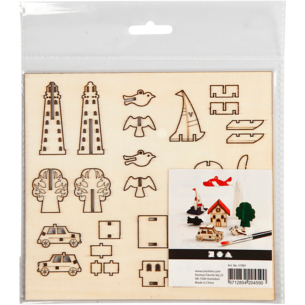 Creativ Company DIY Holzfiguren, Every Day, L: 15,5 cm, B: 17 cm, Stärke 3 mm, 1 Box