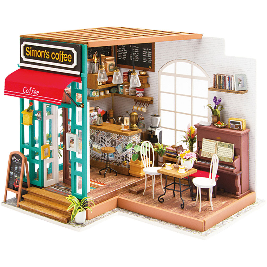 Creativ Company DIY Miniaturzimmer, Kaffeeecke, H: 19 cm, L: 22,6 cm, B: 19,4 cm, 1 Stück