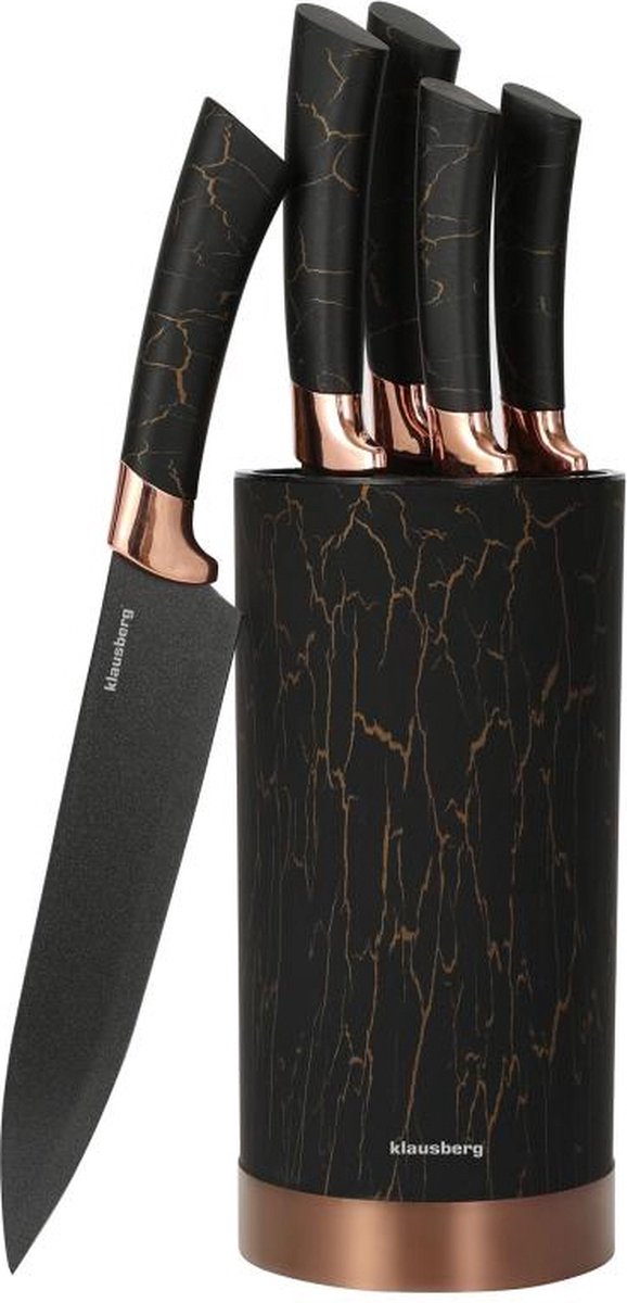 Klausberg 7799 - 6-teiliges Messerset - Messerblock - Modern - Schwarz