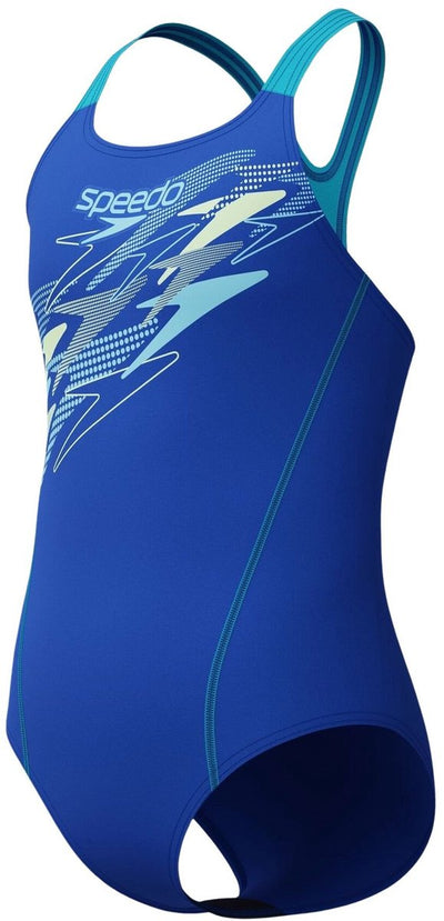 Speedo Medley Logo Medalist Mädchen-Sportbadeanzug – Blau Lila