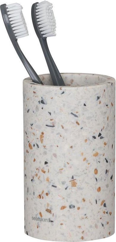 Robbenfellmischung – Zahnputzbecher – freistehend – Terrazzo