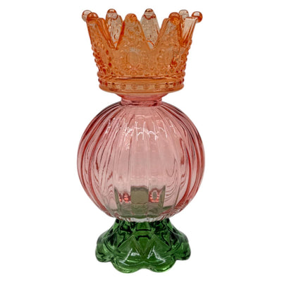 Kerzenhalter mit Mansion-Atmosphäre und Krone, orange, 8 x 15,5 cm