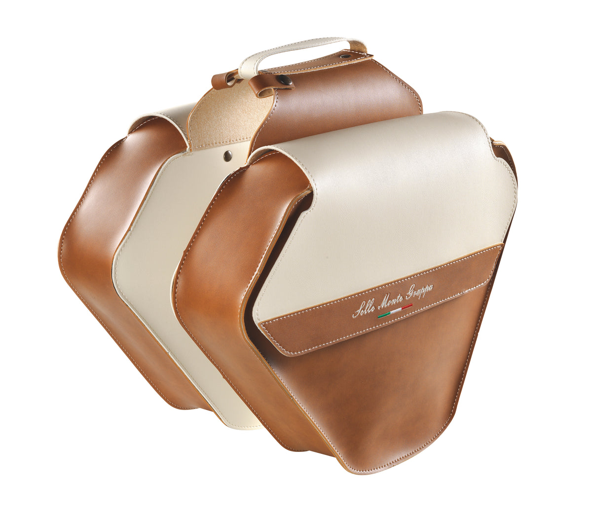Monte Grappa Double Fahrradtasche Fashion Leder cognac creme