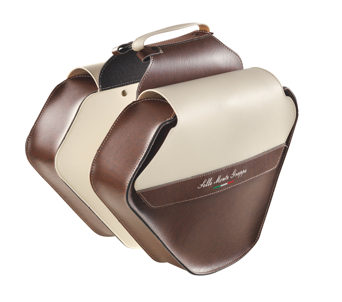 Monte Grappa Doppelte Fahrradtasche Fashion Leder braun creme