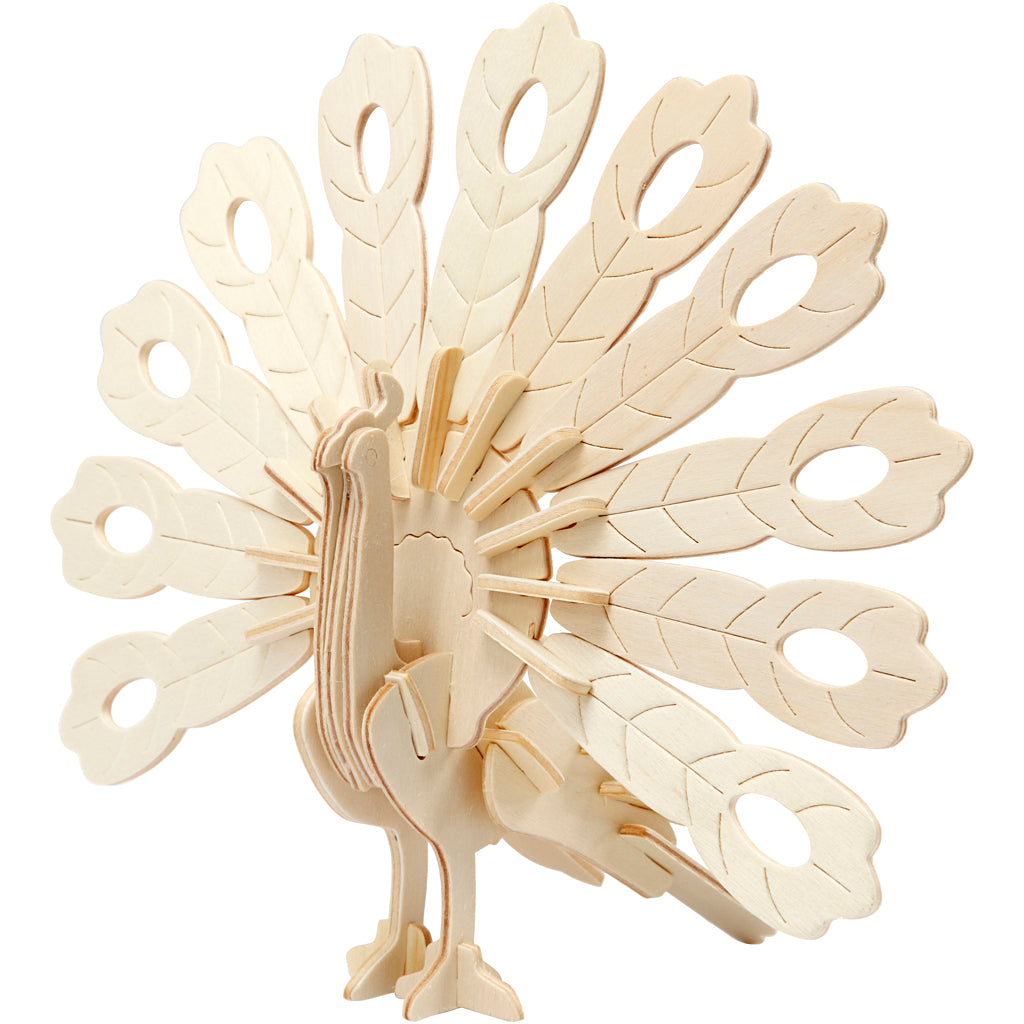 Creativ Company 3D-Puzzle, Pfau, Maße 10x20,5x17,5 cm, 1 Stück