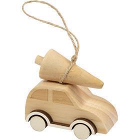 Creativ Firmenwagen mit Weihnachtsbaum, H: 6 cm, L: 6 cm, B: 3,5 cm, 1 Stück