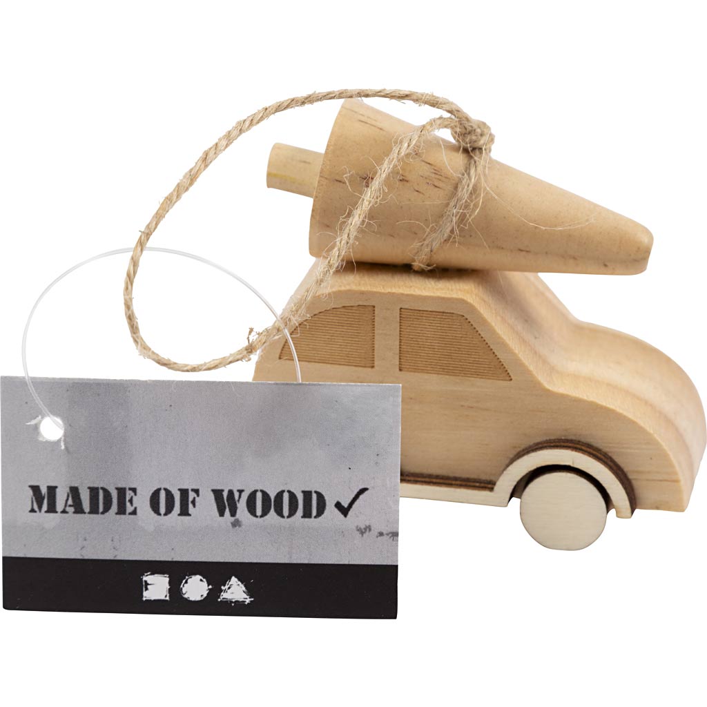 Creativ Firmenwagen mit Weihnachtsbaum, H: 6 cm, L: 6 cm, B: 3,5 cm, 1 Stück