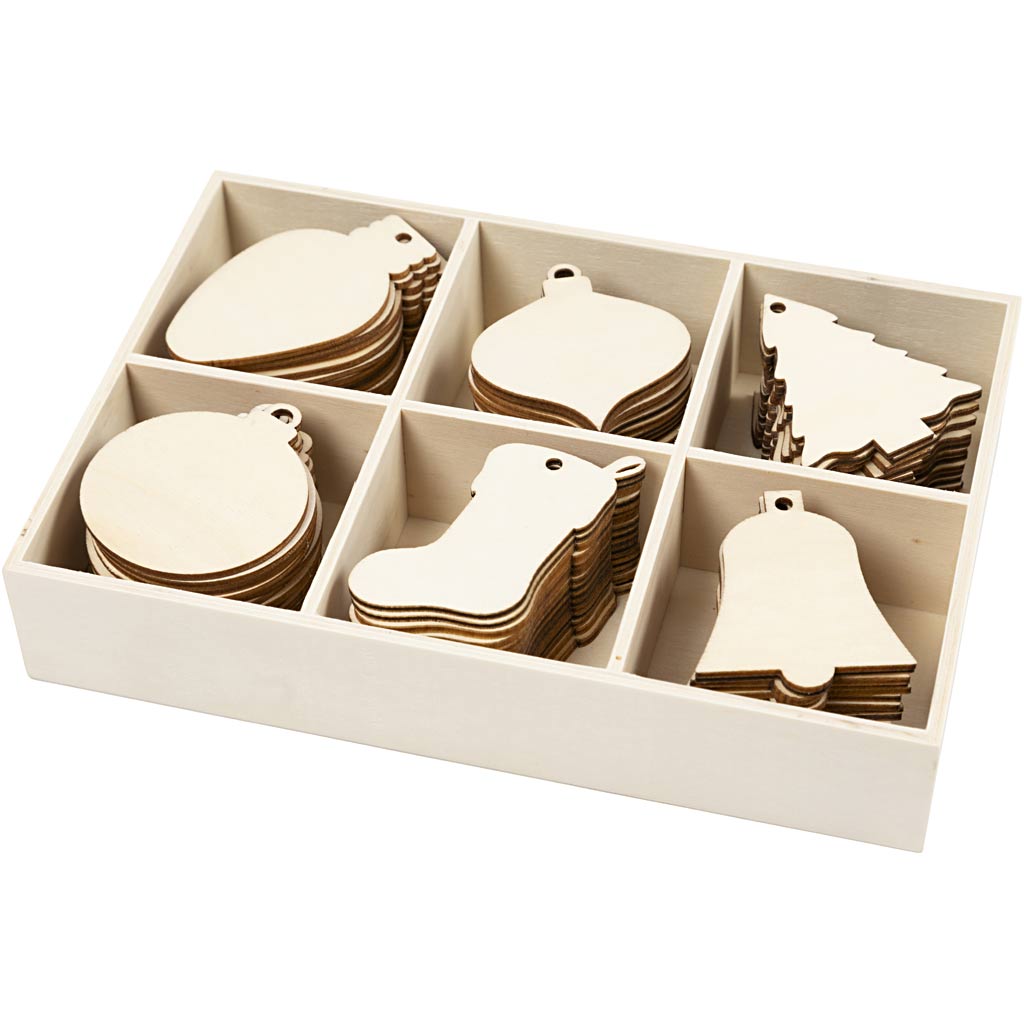 Creativ Company Weihnachtsdekoration, H: 5,5-7 cm, B: 4-5 cm, Lochgröße 4 mm, 90 Stück 1 Box