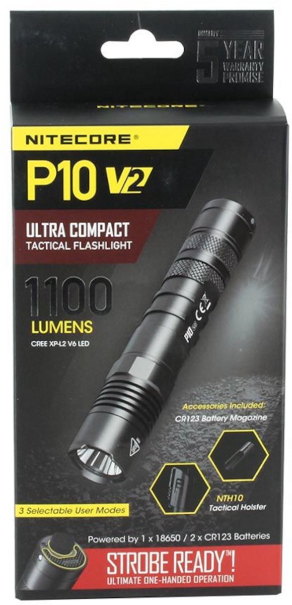 Nitecore Taschenlampe P10 V2 Taktische Taschenlampe – 1100 Lumen – Schwarz
