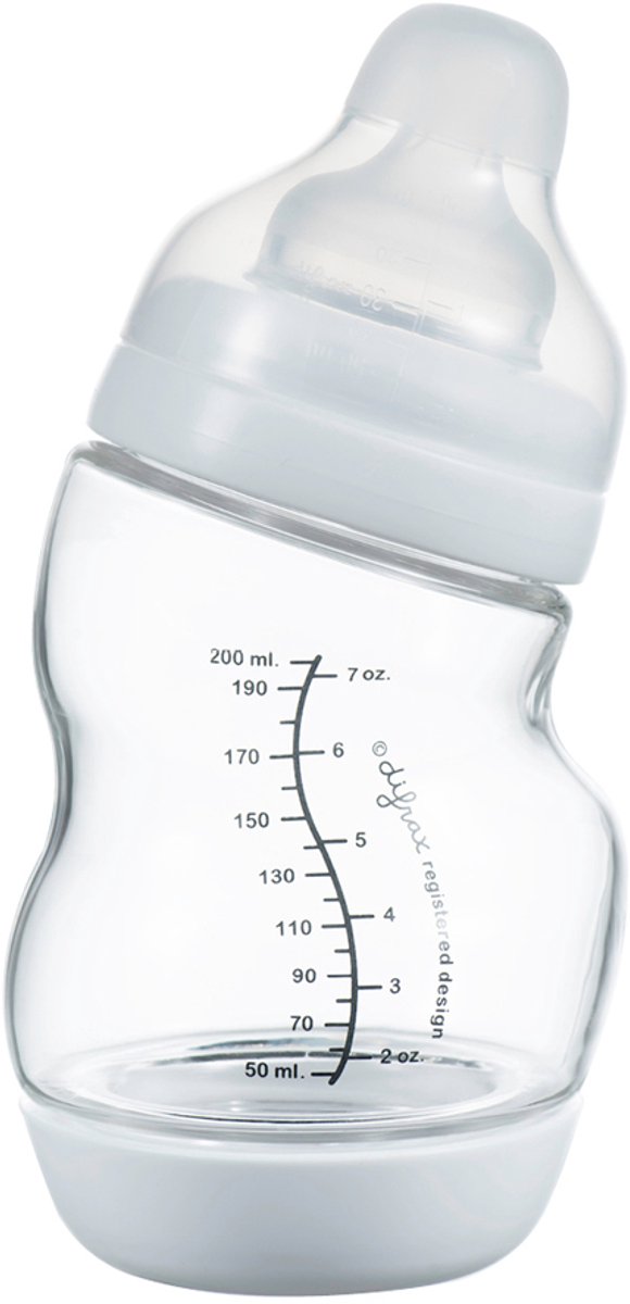 Difrax Breitglas-S-Babyflasche - 200 ml - Weiß - 1 Stück