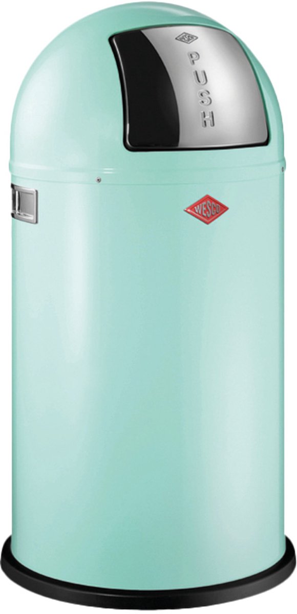Wesco Pushboy Abfallbehälter | 50 Liter | Metall - Minze | Mülleimer - hergestellt in Deutschland