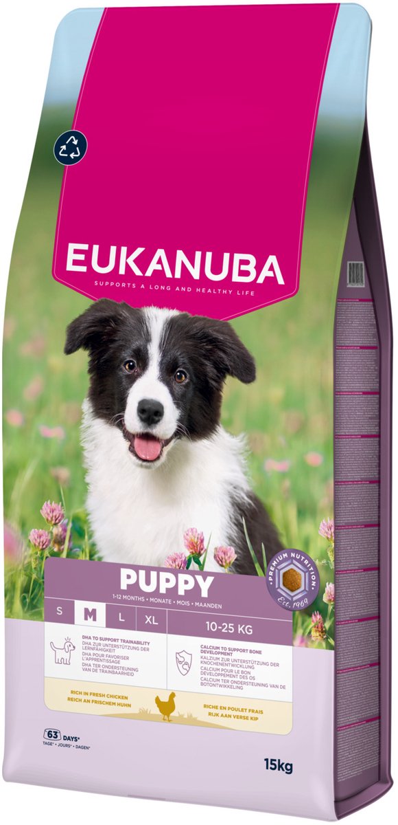 Eukanuba Welpen mittlerer Rasse, Huhn – Hundefutter – 15 kg
