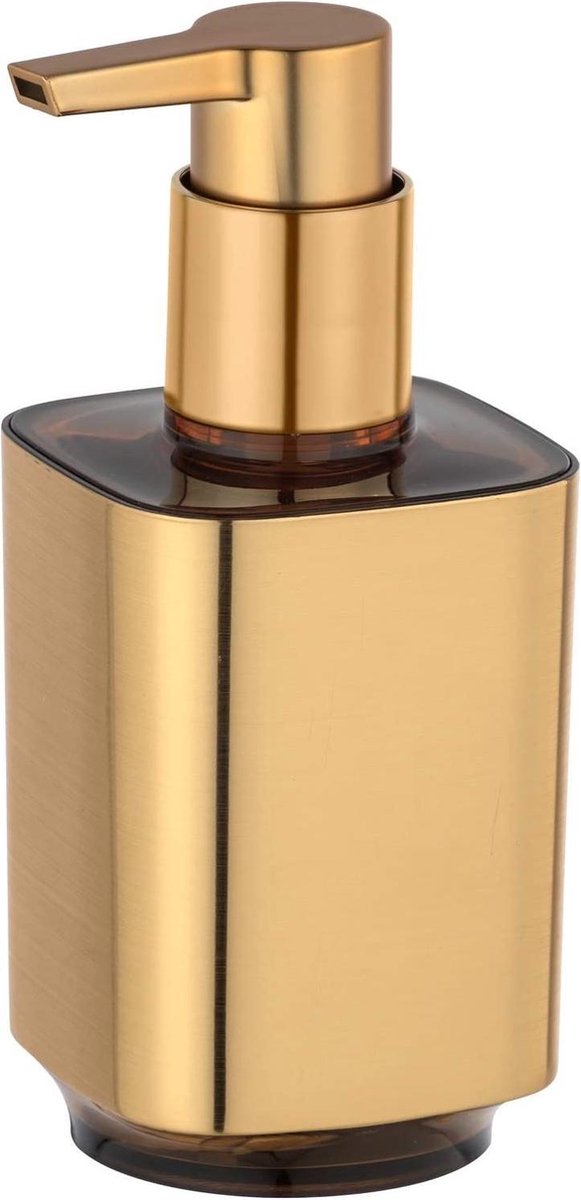 Wenko Seifenspender Auron Gold Kunststoff 300ml – Seifenpumpe freistehend und nachfüllbar – Bad WC Küche