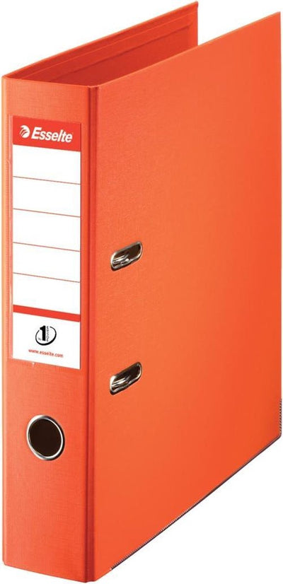 Esselte Nr. 1 Kunststoff-A4-Ordner mit Etikettenhalter – 2-Ring – Rückenbreite 75 mm – Kapazität 500 Blatt – Orange