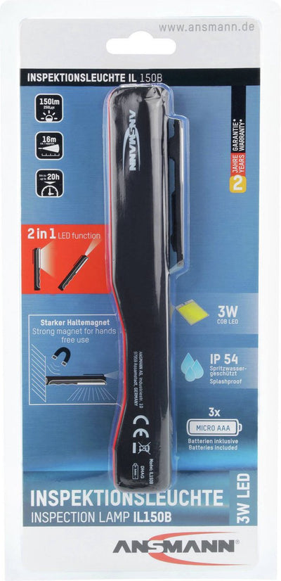 Ansmann 1600-0211 IL150B Akku-Stiftleuchte LED 185 mm rot, schwarz