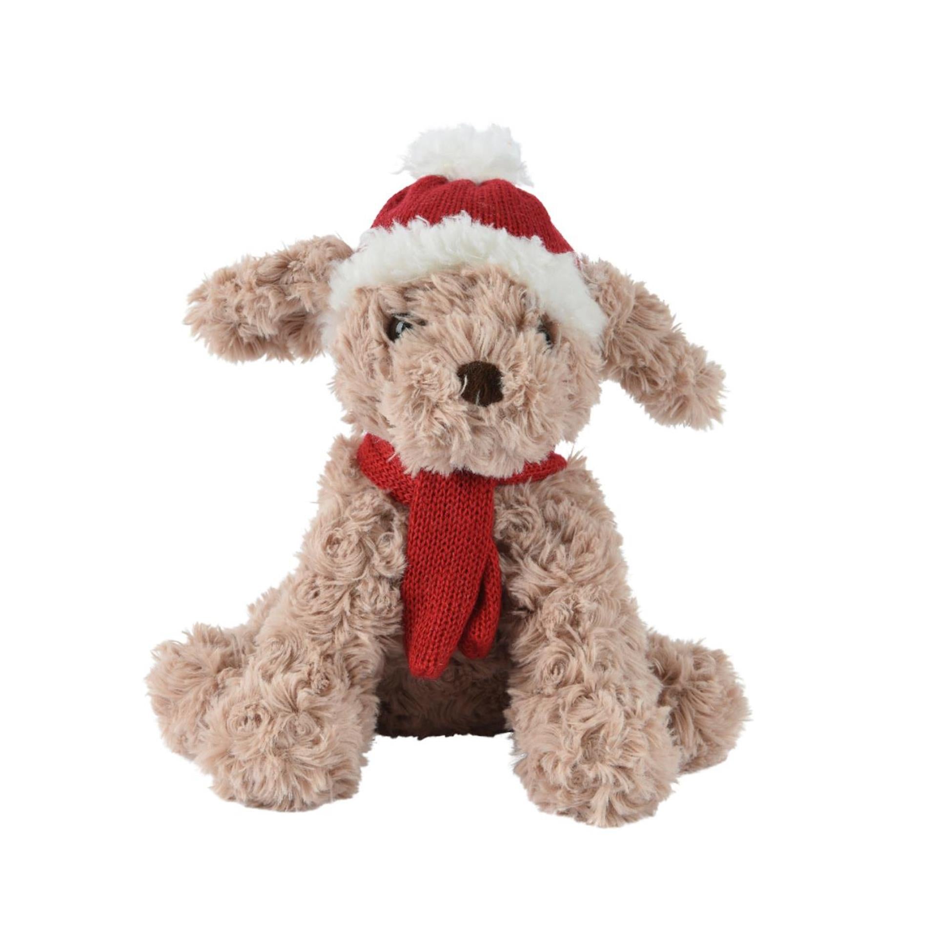 Decoris Weihnachtskuscheltier Hund Plüsch 15x10x20cm