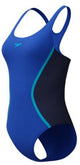 Speedo Solid Splice Medalist 1-teiliger Damen-Sportbadeanzug – Marineblau