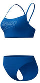 Speedo Endurance Logo Thin Strap 2-teiliger Damen-Sportbadeanzug – Blau Weiß