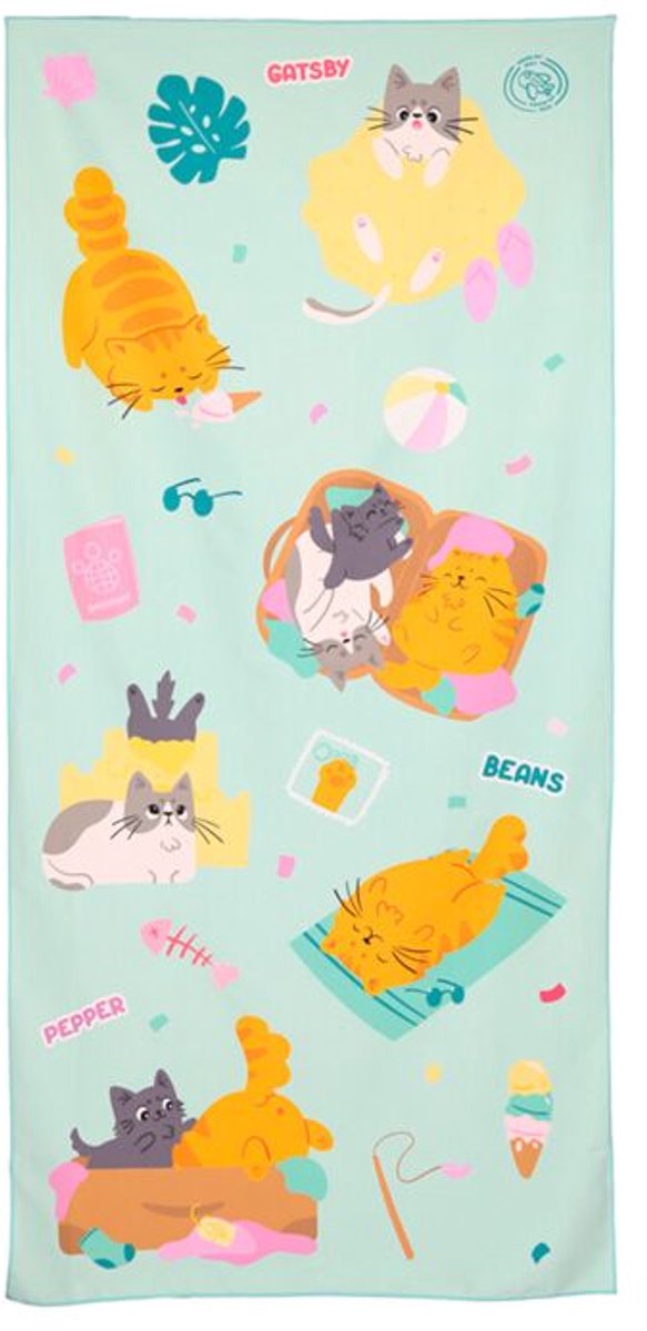 Beans Co -Katzen Mikrofaser -Strandtuch