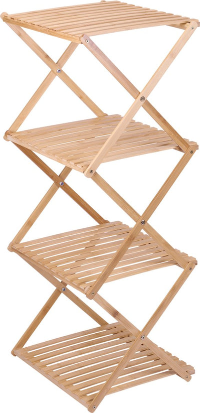 Alpina Badezimmerregal – 4-stöckig – 40 x 33,5 x 93,5 cm – faltbar – Bambus – Braun