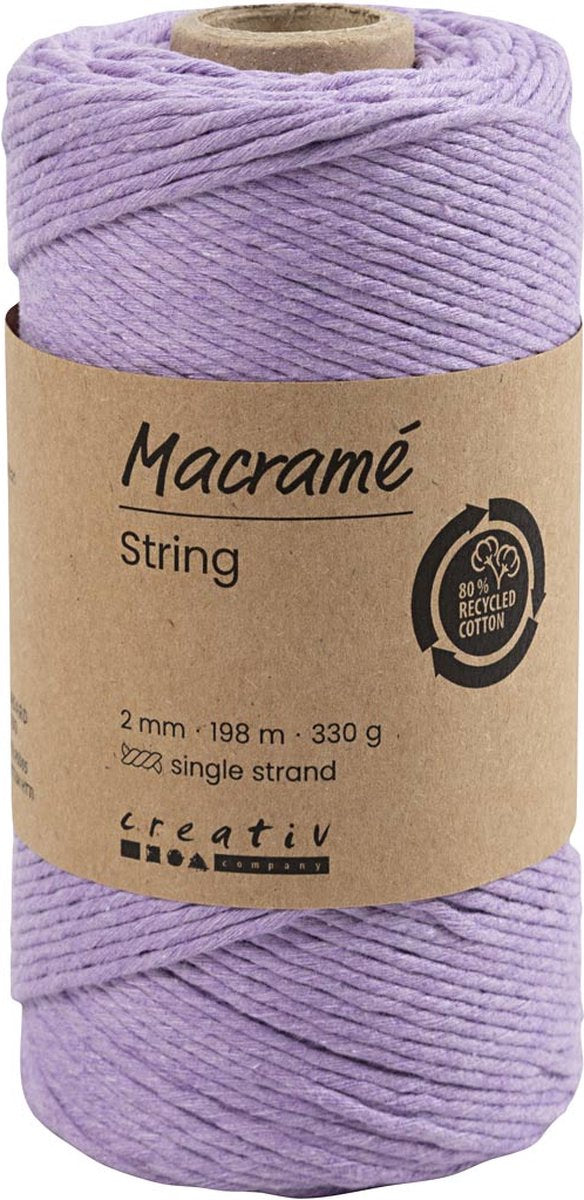 Creativ Company Macrame Cord Purple, 198m