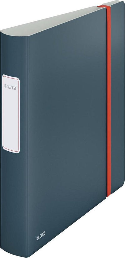 Leitz 180° Active Cozy Kunststoffordner mit Rückenschild – 2 Ringe A4 – Rückenbreite 65 mm – Samtgrau