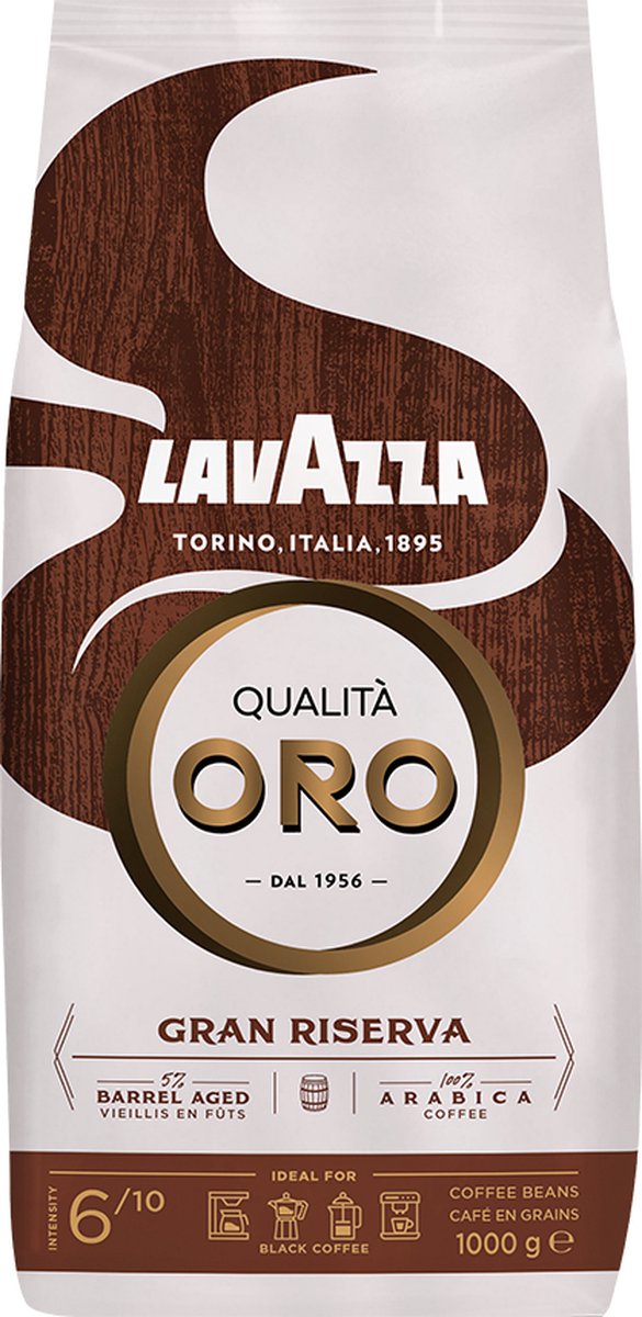 Lavazza Oro Gran Riserva Kaffeebohnen – 100 % Arabica-Kaffeebohnen – Intensität 6 10 – 1 kg