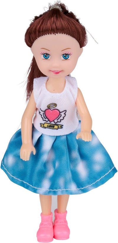 Eddy Toys Mini-Modepuppen 5-teilig – Spielzeugpuppen 12 cm für Kinder – Modepuppen mit bunten Outfits – inklusive Fensterbox – Puppen fürs Puppenhaus – ab 3 Jahren