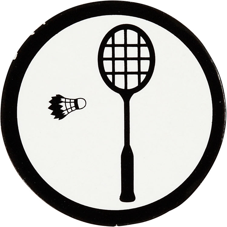 Creativ Firmenetikett, Badmintonschläger, D 25 mm, weiß schwarz, 20 Stück 1 Karton