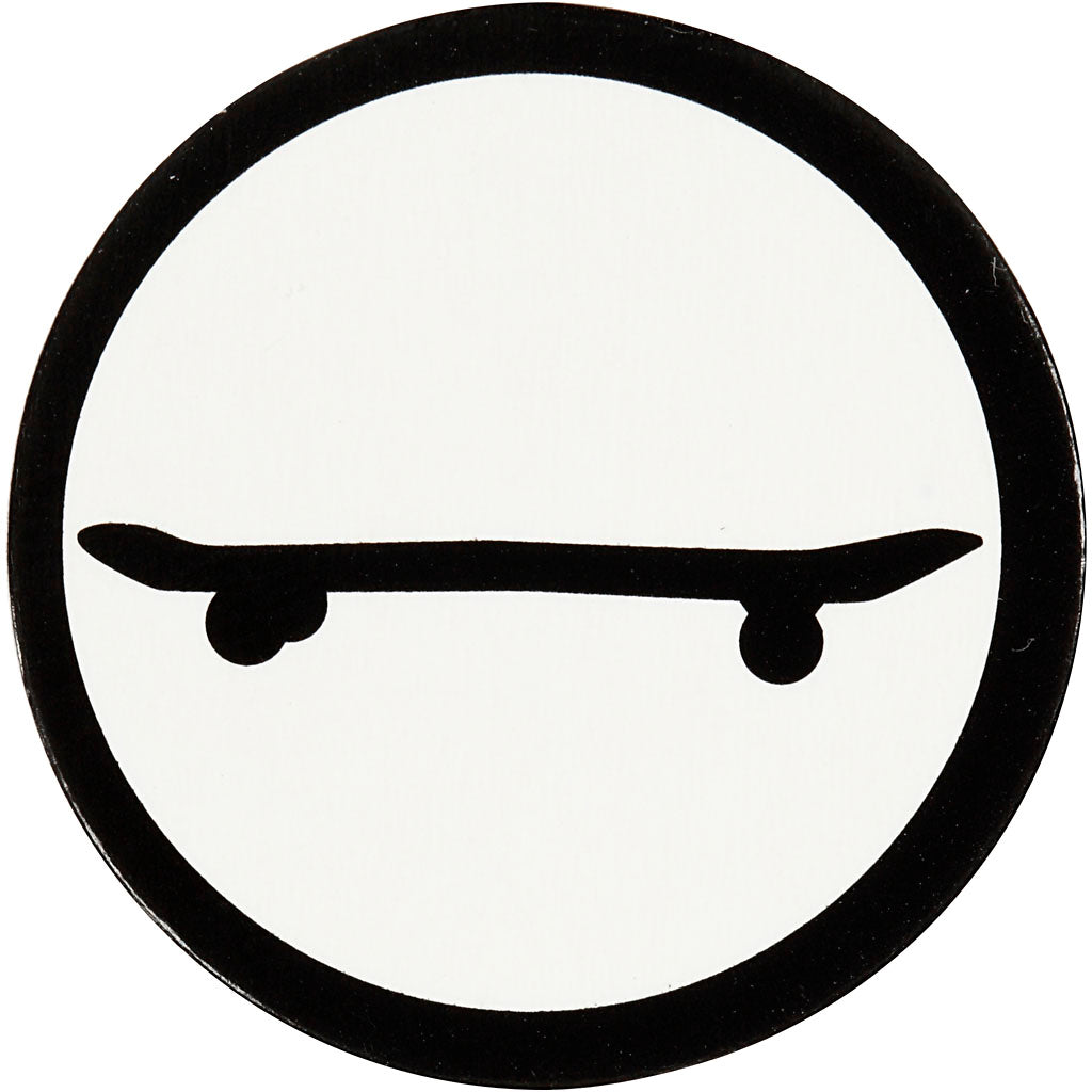 Creativ Firmenetikett, Skateboard, D 25 mm, weiß schwarz, 20 Stück 1 Box
