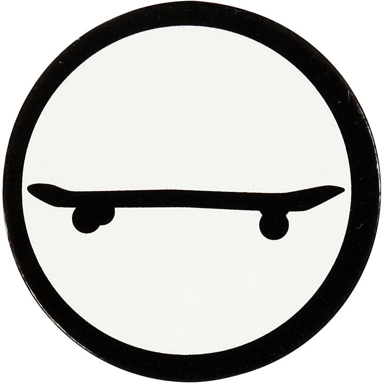 Creativ Firmenetikett, Skateboard, D 25 mm, weiß schwarz, 20 Stück 1 Box