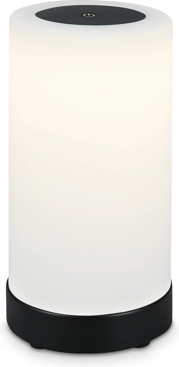 Briloner - Lama - Akku-LED-Tischleuchte - dimmbar - Glas-LED-Tischleuchte - kabellos - Touch-Funktion - 3.300k - Warmweiß - Schwarz - 245x125 mm (HxT)