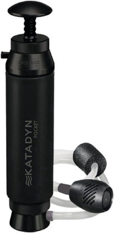Katadyn Pocket Water Filter Tactical Line – Tragbarer Wasserfilter – für Camping, Survival Outdoor-Abenteuer – Wasserfiltersystem – Trinkwasserfilter – Tiefenfiltration – Schwarz