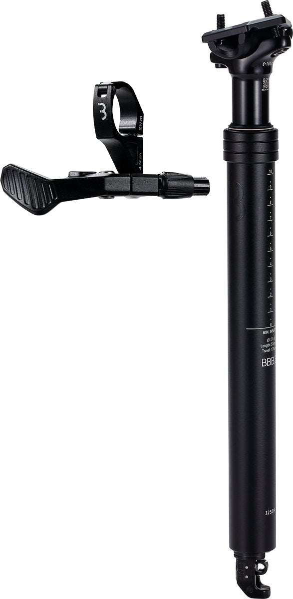 BBB Cycling Lift Post verstellbare Sattelstütze Dropper Post ø31,6 mm – Sattelstütze mit Fernbedienungshebel – 518 mm – zertifiziert für: E-Bike, MTB-Rennrad – BSP-51