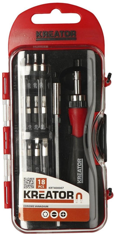 Kreator – Handwerkzeuge – krt400007 – Ratschenschraubendreher-Set – 18-tlg.