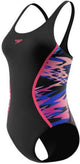 Speedo Hyperboom Muscleback 1-teiliger Damen-Sportbadeanzug – Schwarz Rosa