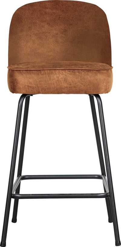 Woood Vogue Barstuhl 65 cm – recyceltes Leder – Cognac – 89 x 50 x 55