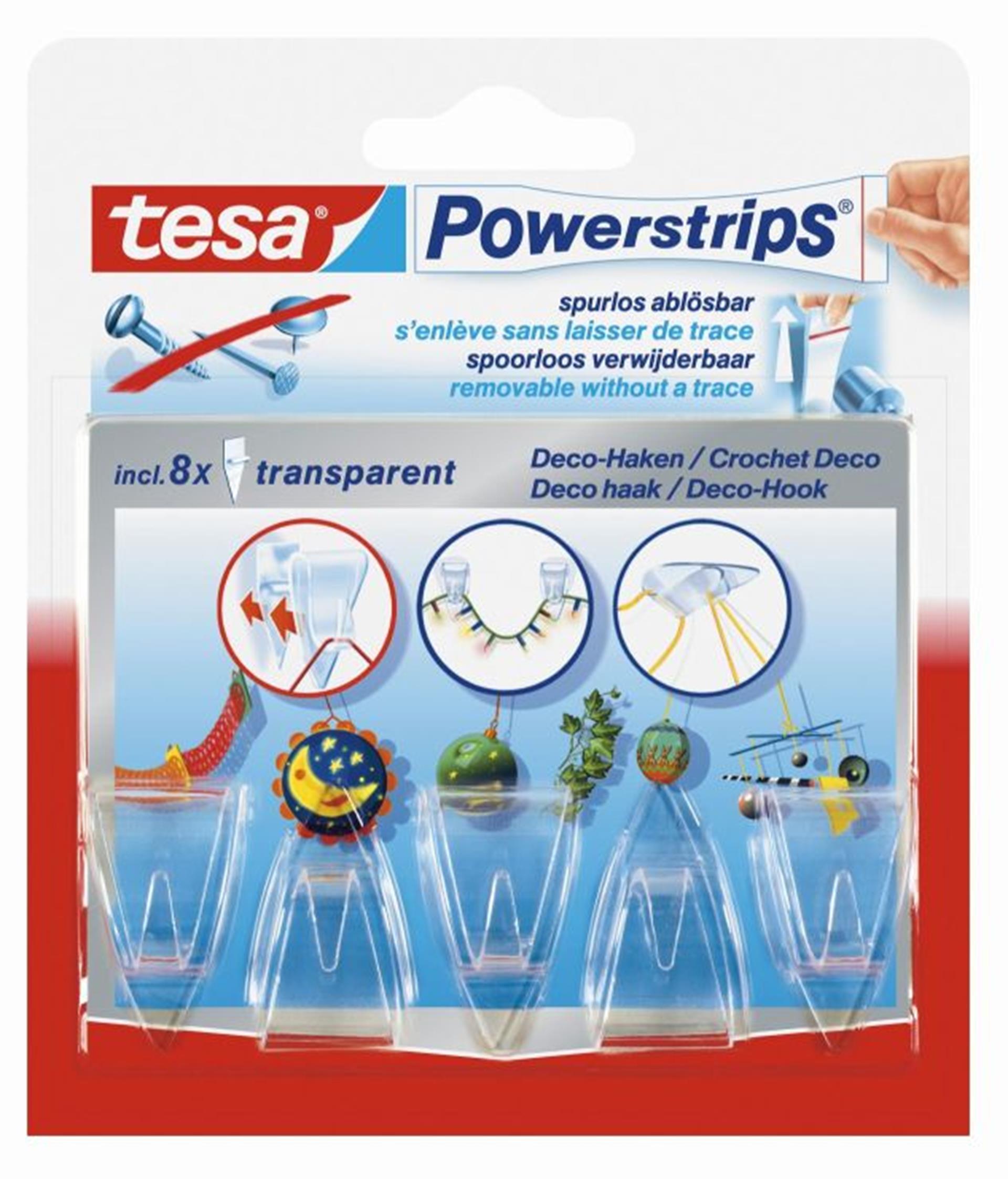 Tesa Deko-Haken-Steckdosenleisten transparent