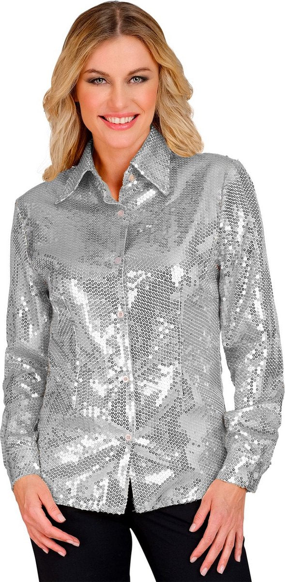 Widmann Paillettenbluse Silber Glanz Frau