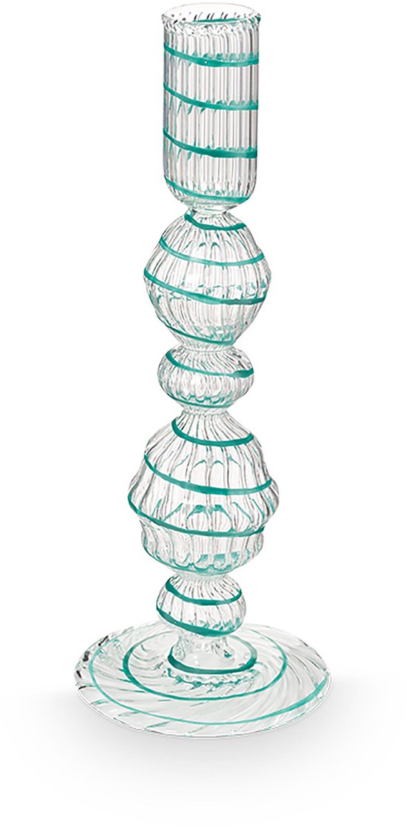 Pip Studio – Kerzenständer – Wohnaccessoires – hellblauer Kerzenhalter – Glaswirbel – 22 cm