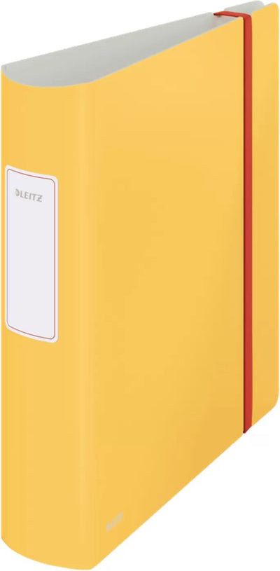 Leitz 180° Active Cozy Kunststoffordner mit Rückenschild – 2 Ringe A4 – Rückenbreite 82 mm – warmes Gelb