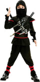 Mom Funcompany Ninja-Assassinen-Kostüm Kinder schwarz rot - 5-6 Jahre (116 cm)