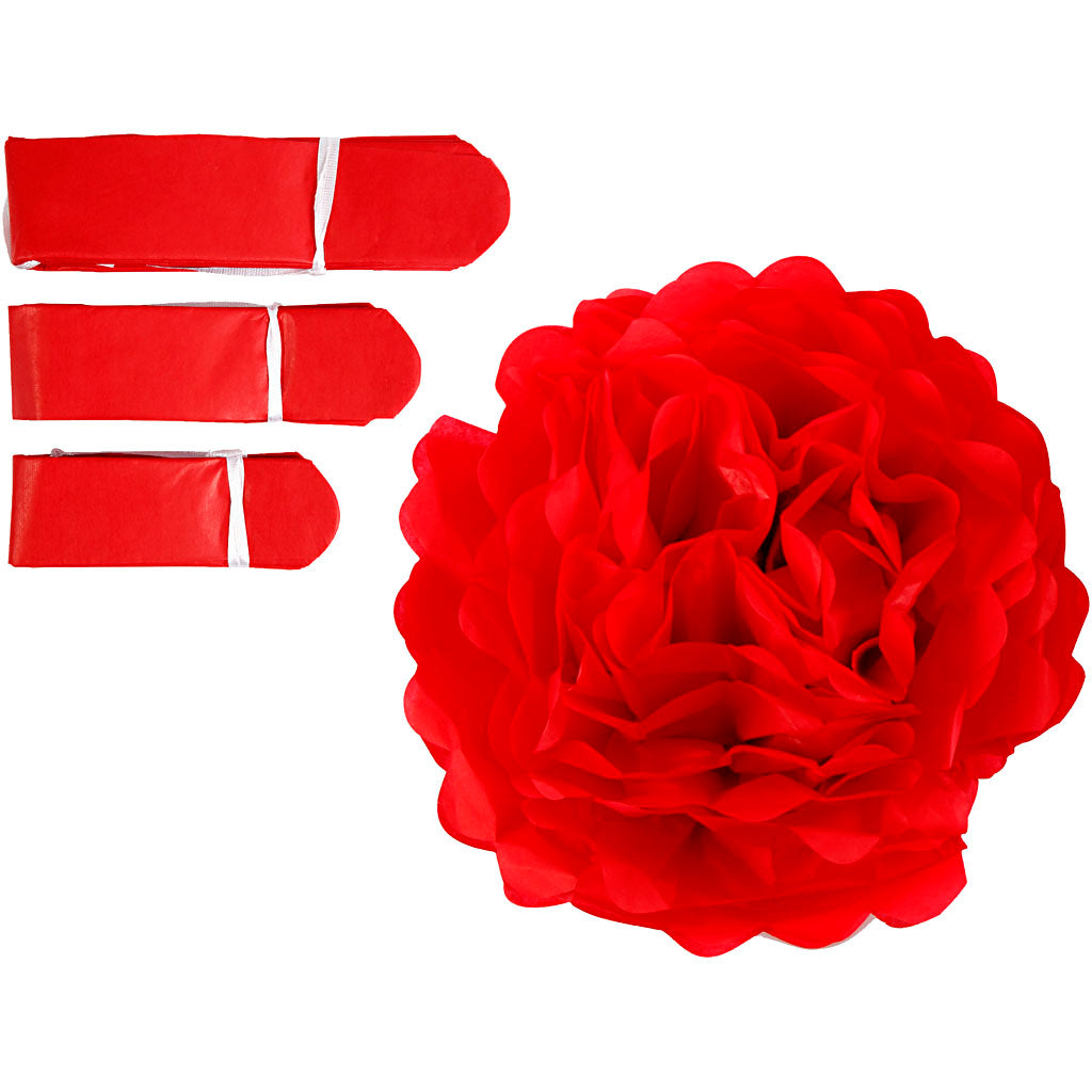 Creativ Company Papierbommel, D 20+24+30 cm, 16 g, rot, 3 Stück 1 Box