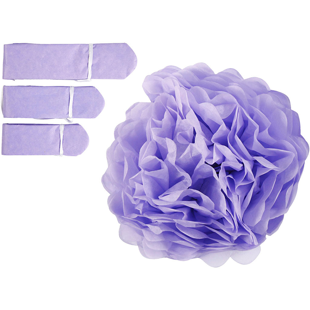 Creativ Company Papierbommel, D 20+24+30 cm, 16 g, lila, 3 Stück 1 Box